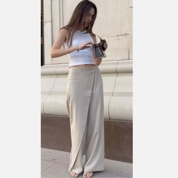 LINEN BLEND PAREO PANTS - Picture 12 of 14